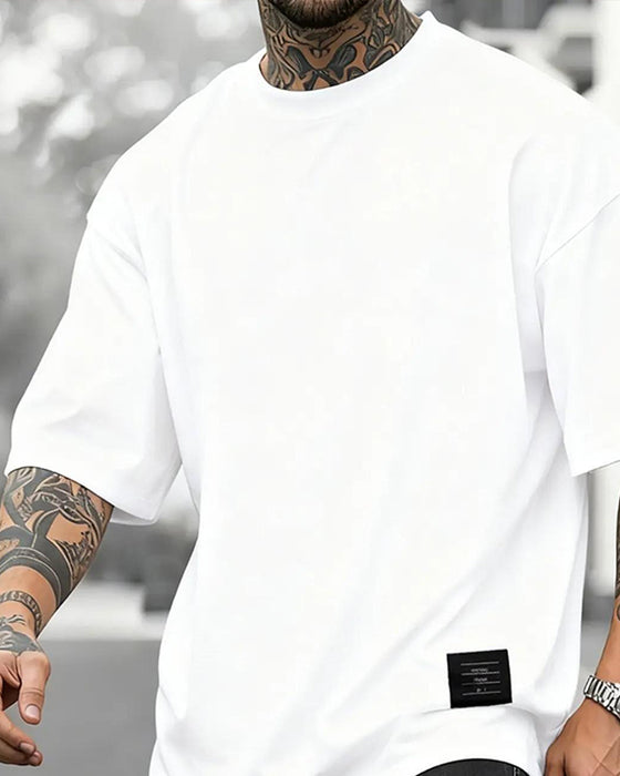 T-Shirts Ronde Hals Los Geweven Label