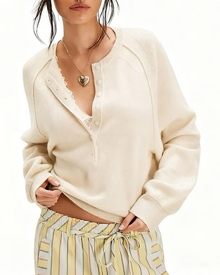 Pullover Henley Hals Gebreid