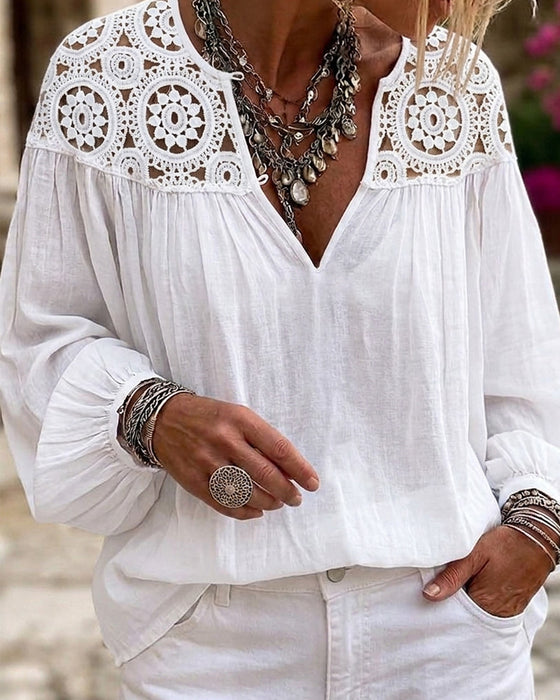 Blouse Lantaarnmouw Kant Los