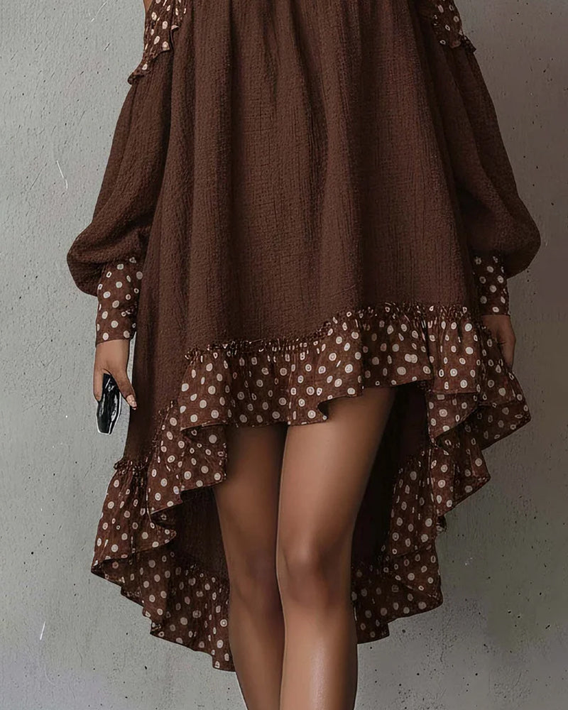 Jurk Patchwork Een Schouder Onregelmatig