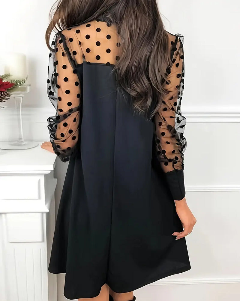 Elegante Effen Kleur Jurk Met Lintstiksel