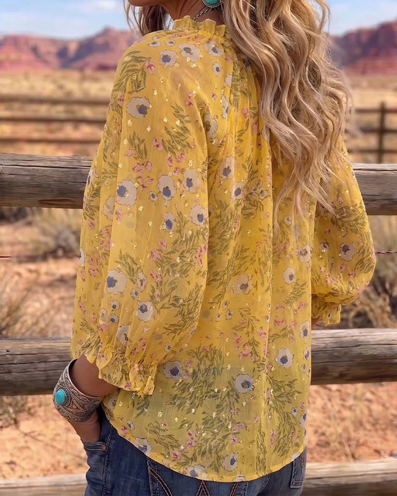 Blouse Casual Bloemen Strik