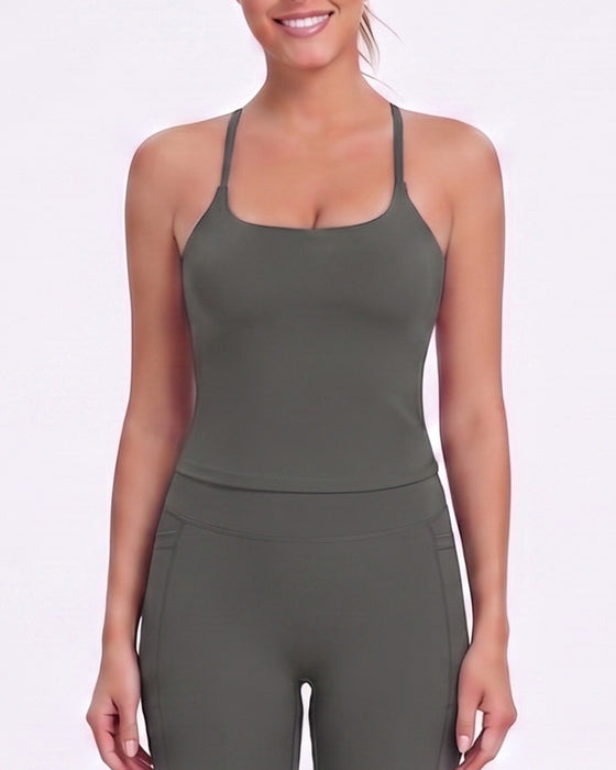 Cami Top Rug Kruis Effen