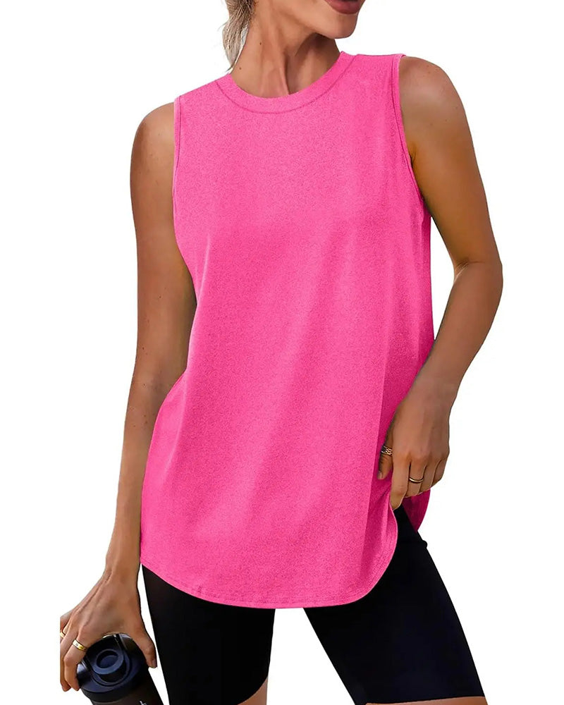 Tanktop Loszittend Effen Mouwloos