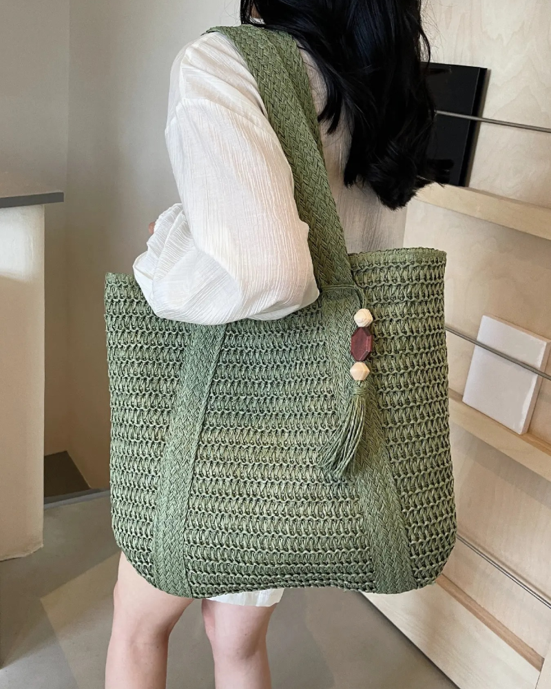 Strandtas Grote Capaciteit Effen Kleur Stro