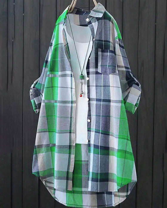 Overhemd Casual Geruit Contrast