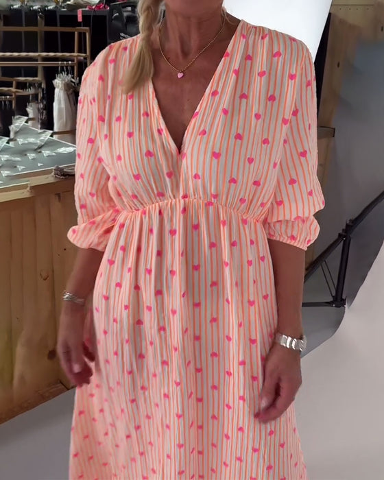 Jurk Elegant V-Hals Hartprint