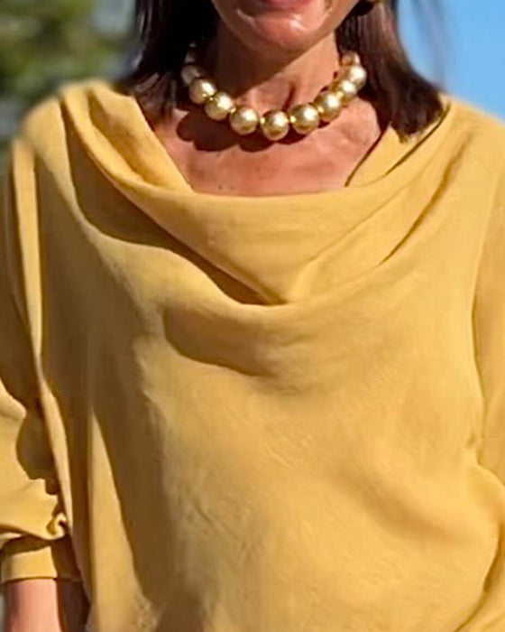 Blouse Gedrapeerde Hals Los