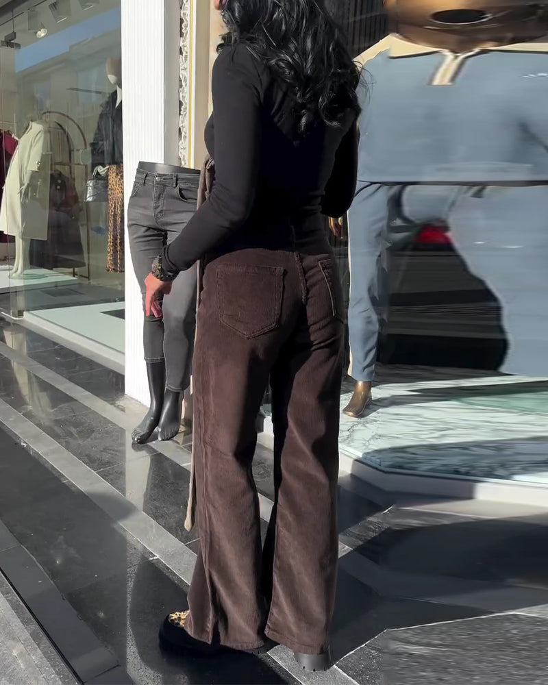 Broek Corduroy Casual Wijde Pijp
