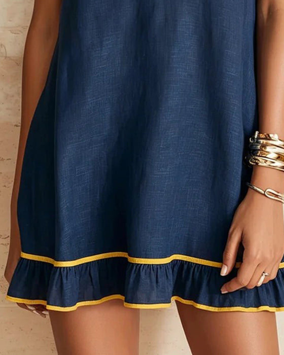 Jurk Reverse Kleurblok Ruffle Mouw