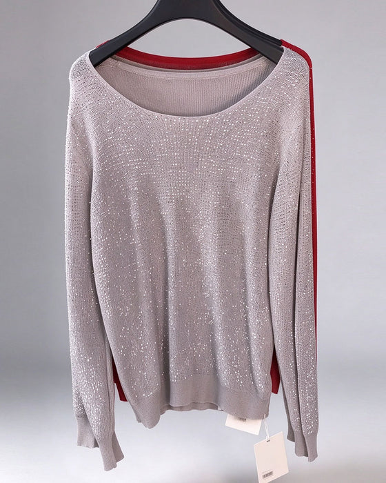 Trui Glans Effen Langmouw Loose Fit