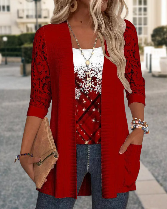 Gebreide Top Met Print In Nep-Tweedelig Ontwerp