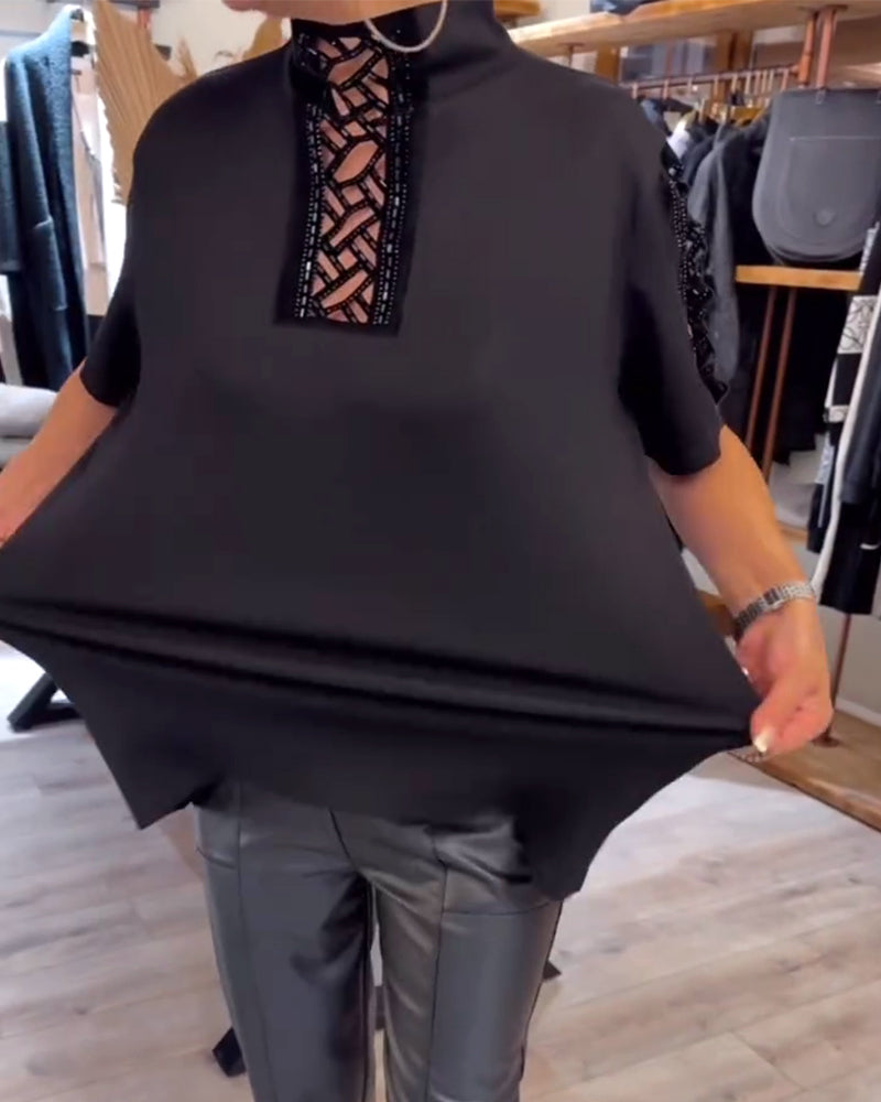 Top Modieus Kortmouwig Uitgesneden Kraag