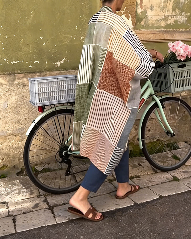 Jurk Geruit Gestreept Patchwork Los