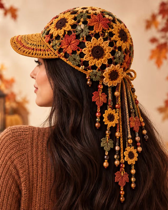 🍂 Dames Handgemaakte Gehaakte Herfst Baseballpet