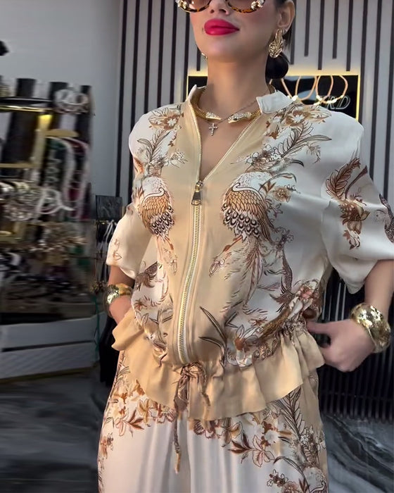 Wijd-Pijpen Pak Temperament Staande Kraag Rits