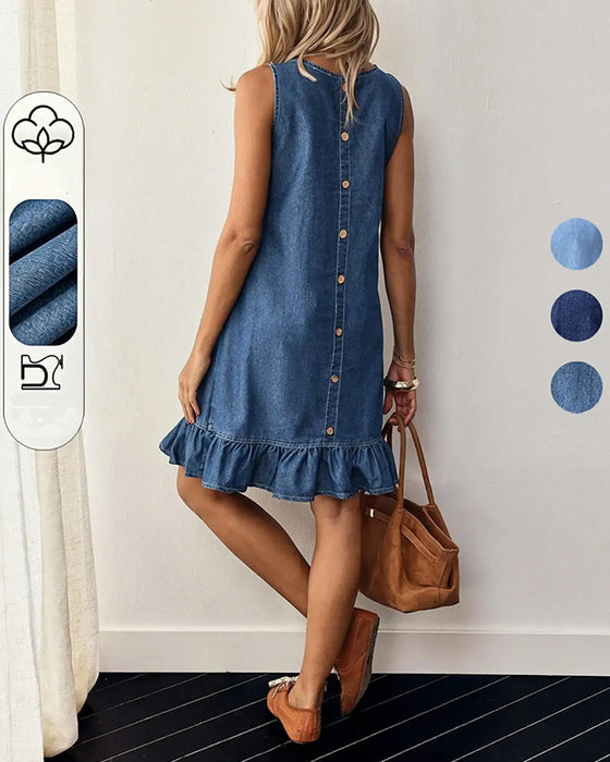 Jurken Mouwloos Denim Zeemeermin Vest Kort