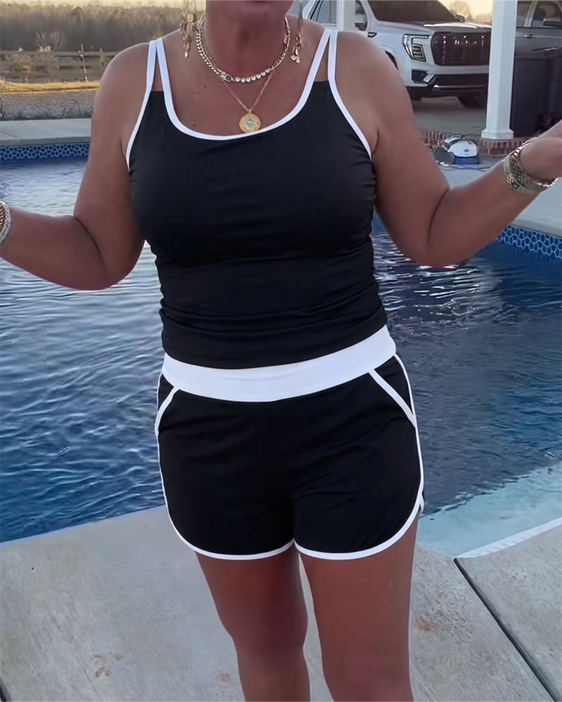 Tankini Met Contrast Kleur Bies En Afwerking