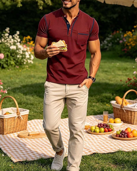 Overhemd Heren Henry Casual Effen
