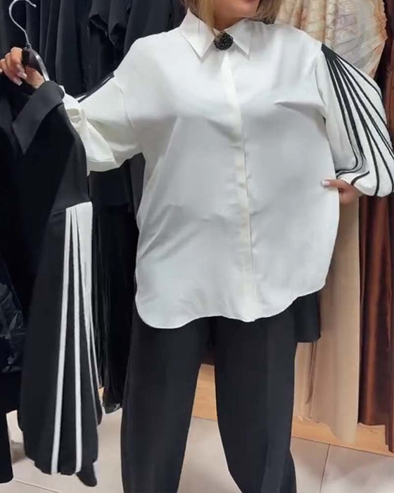 Shirt Contraste Lijn Lange Mouw