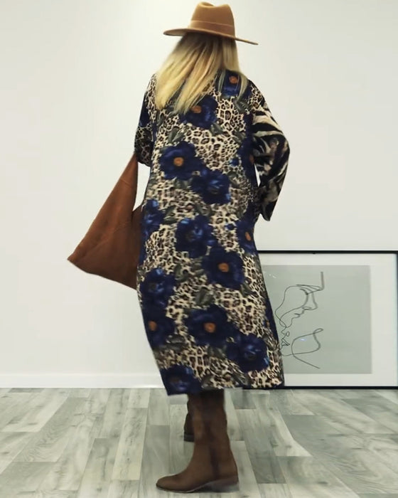 Stijlvolle patchworkjurk met zebraprint en luipaardprint