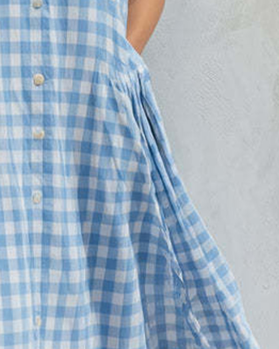 Jurk Reverse Blauw En Wit Geruit Mouwloos