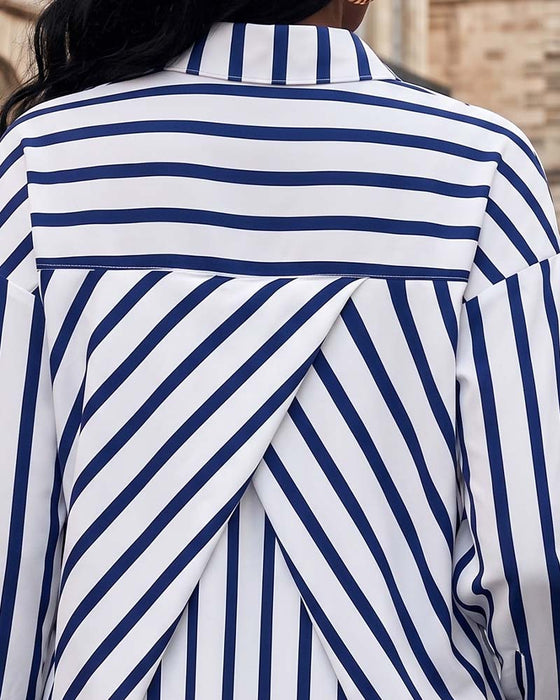 Blouse Gestreept Rug Kruis Onregelmatig
