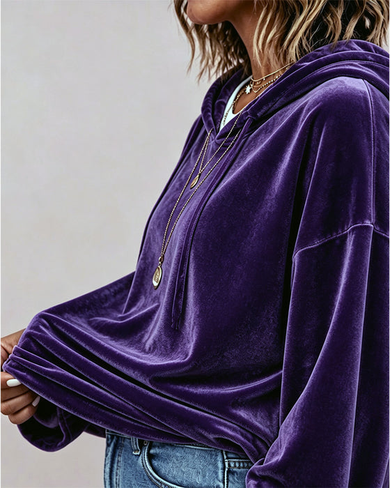 Hoodie Effen Kleur Lange Mouwen