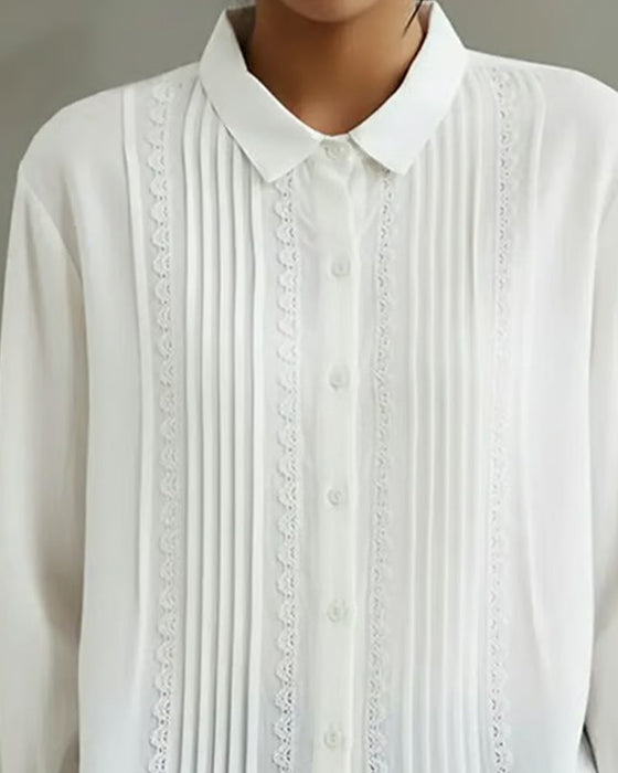 Shirt Poppenkraag Effen Kleur Langmouw