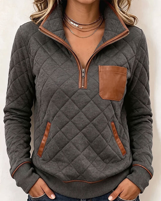 Sweatshirt Argyle Half Rits Kraag