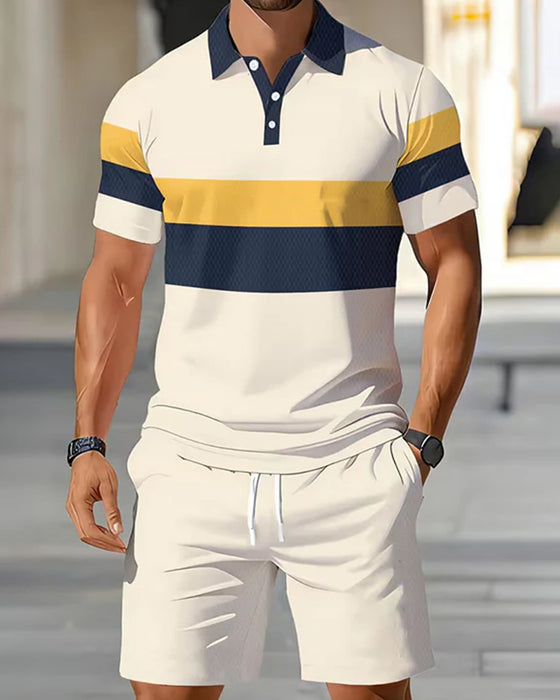 Set Gestreept Polo Heren Shorts