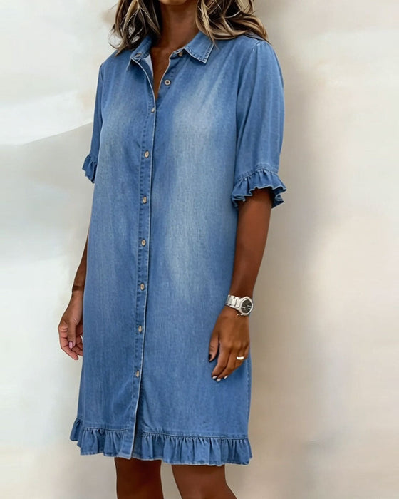 Denimblousejurk Met Ruches