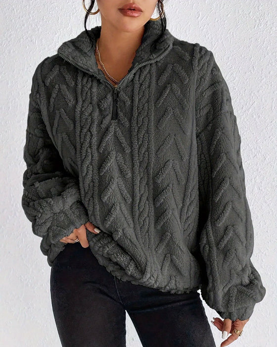 Sweatshirt Dubbelzijdig Fleece Halve Rits