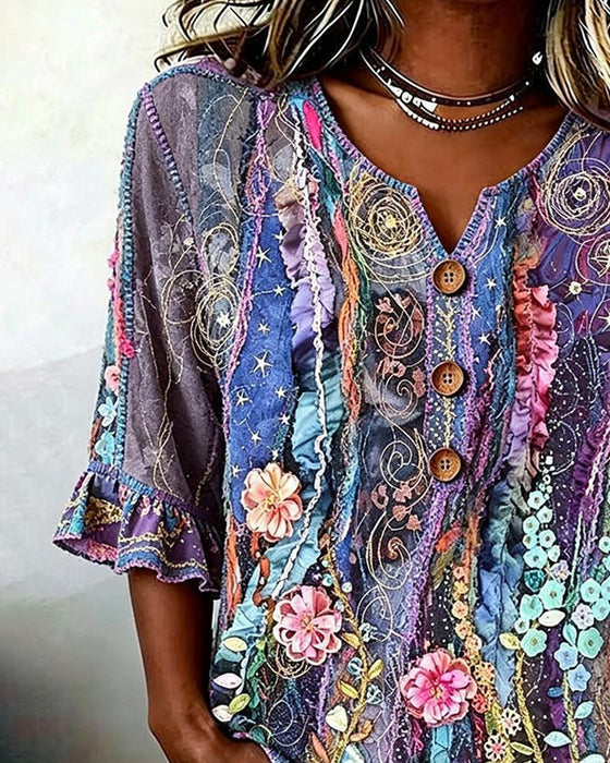 Blouse Retro Etnische Stijl
