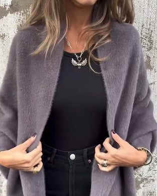 Casual cardigan met effen kleur en franjes