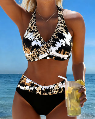 Bikinis Luipaard Halter Kruis