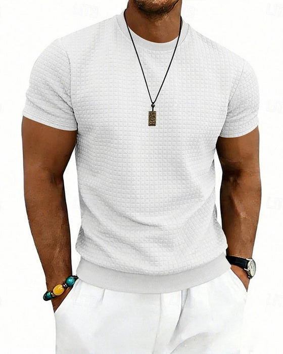 T-Shirt Geribbeld Rondhals Korte Mouw