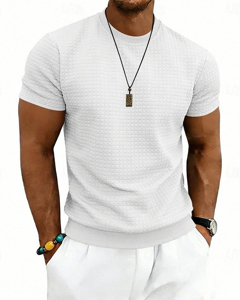 T-Shirt Geribbeld Rondhals Korte Mouw