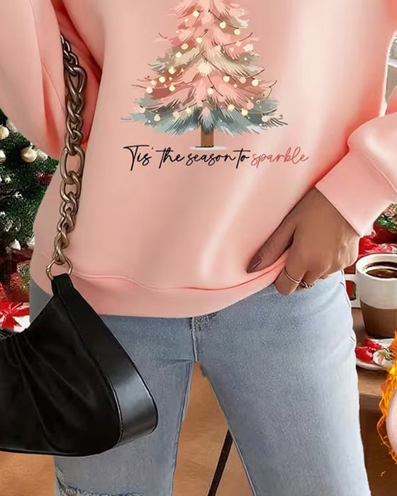 Sweatshirt Kerstboom Print Ronde Hals
