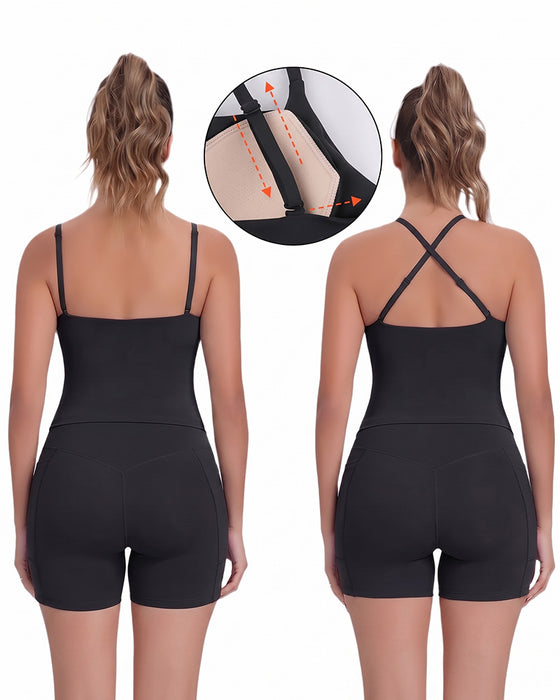 Cami Top Rug Kruis Effen