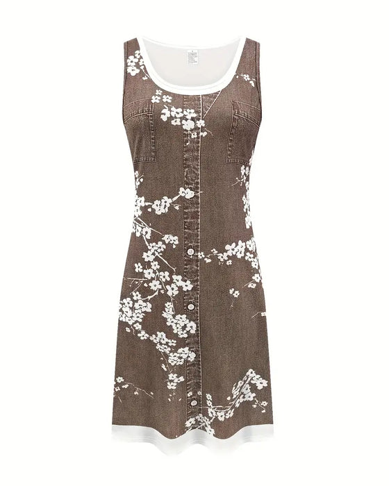 Jurk Casual Mouwloos Vest Print