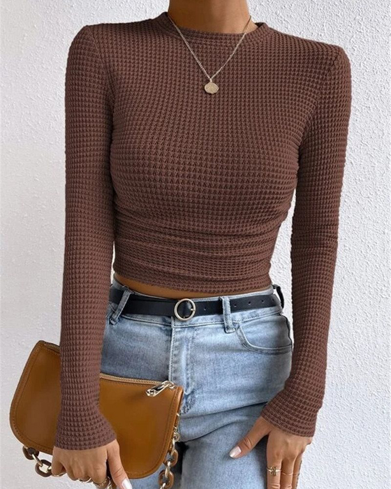 Top Slim Fit Veelzijdig Lange Mouw
