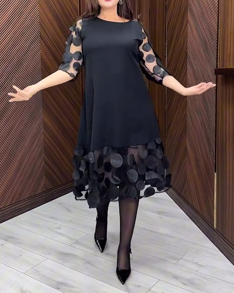 Jurk Gaas Stiksel Modieus Ronde Hals