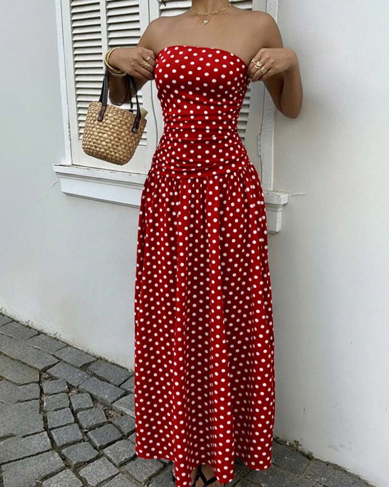 Jurk Stipjes Bandeau A-Lijn Lang