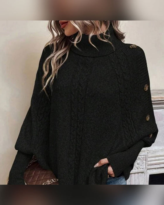 Pullover Turtleneck Onregelmatig Kabel Knoop