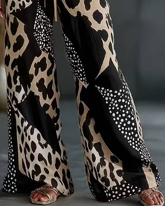 Broek Luipaard Print Polka Dot Wijdbeen
