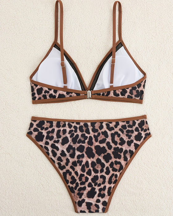 Bikini Luipaard Print Kleurblok Driehoek