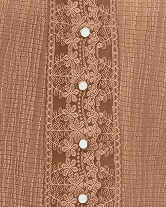 Blouse Kant Patchwork V-Hals Pof Mouw