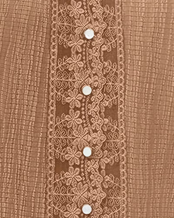 Blouse Kant Patchwork V-Hals Pof Mouw