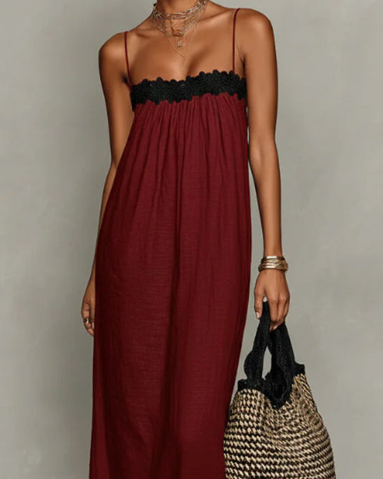 Jurk Contrastkleur Recht Maxi